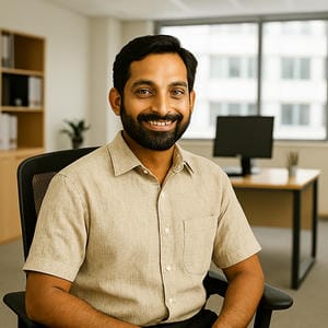 Portrait of Rahul Mehta expressing gratitude for nurse Asha
